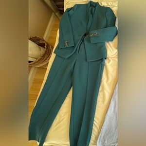 Ann Taylor Teal High-Waist Pantsuit